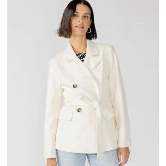 NWT SANCTUARY  WOMENS  Lexi Faux Leather Blazer Cream SIZE L - Picture 1 of 3